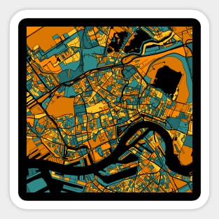 Rotterdam Map Pattern in Orange & Teal Sticker